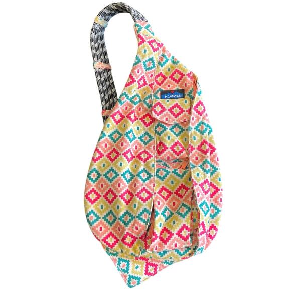 Kavu Handbags - KAVU Rope Sling Backpack Cotton Geometric Aztec Crossbody Travel Festival Bag